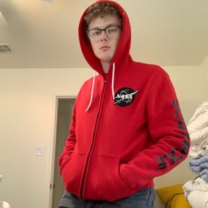 SouthPole Red Zipper NASA Hoodie